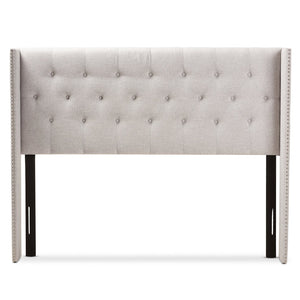 Baxton Studio Baxton Studio Ally Winged Headboard - Stylish Greyish Beige Fabric with Button Tufting & Trim BBT6628-Greyish Beige-King HB