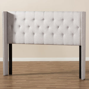 Baxton Studio Baxton Studio Ally Winged Headboard - Stylish Greyish Beige Fabric with Button Tufting & Trim BBT6628-Greyish Beige-King HB