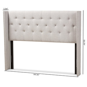 Baxton Studio Baxton Studio Ally Winged Headboard - Stylish Greyish Beige Fabric with Button Tufting & Trim BBT6628-Greyish Beige-King HB