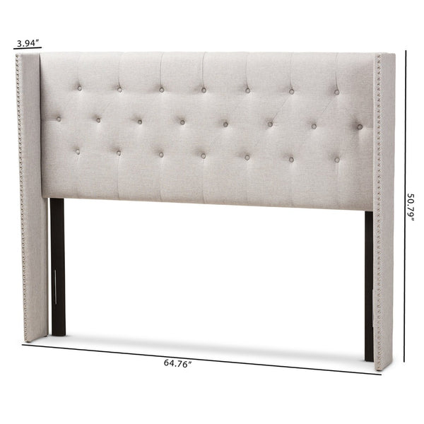 Baxton Studio Baxton Studio Ally Winged Headboard - Stylish Greyish Beige Fabric with Button Tufting & Trim BBT6628-Greyish Beige-King HB