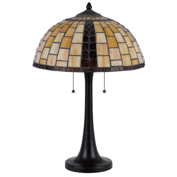 24 Inch Bronze Tiffany Style Stained Glass Dome Floor Lamp Abstract Art Nouveau