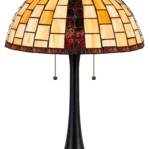 24 Inch Bronze Tiffany Style Stained Glass Dome Floor Lamp Abstract Art Nouveau