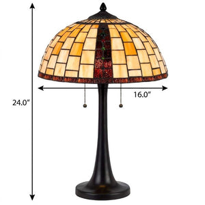 24 Inch Bronze Tiffany Style Stained Glass Dome Floor Lamp Abstract Art Nouveau