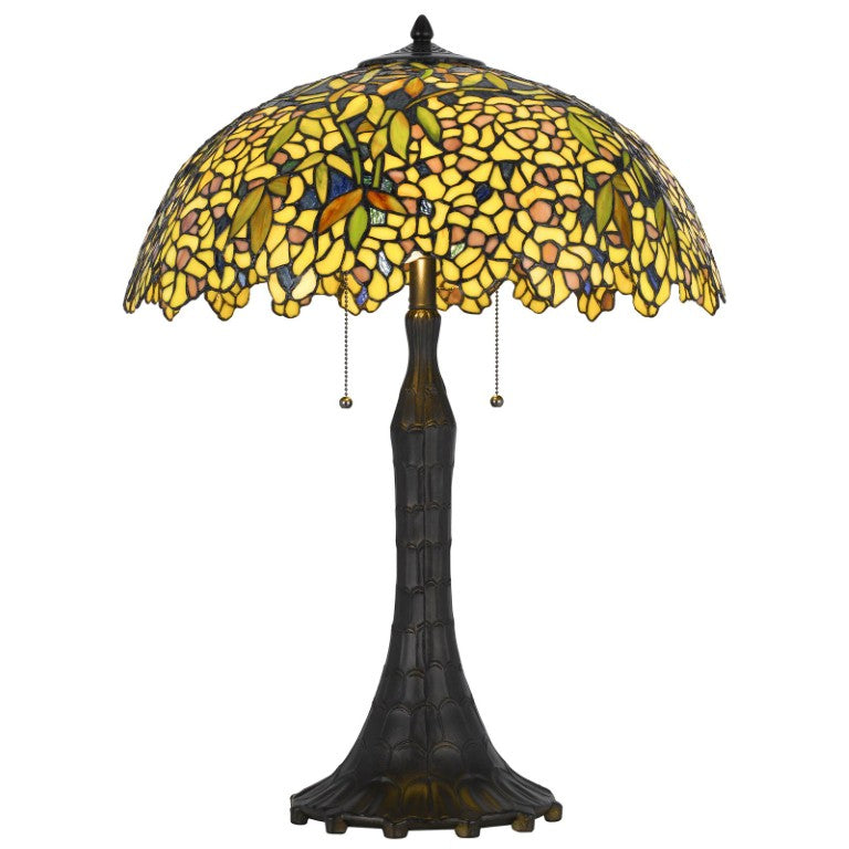 HomeRoots 29 Inch Bronze Tiffany Style Floor Lamp with Stained Glass Dome for Living Spaces 752018