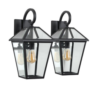 Black Metal Framed Glass Outdoor Hanging Lantern for Porch Patio and Entryway Ambiance