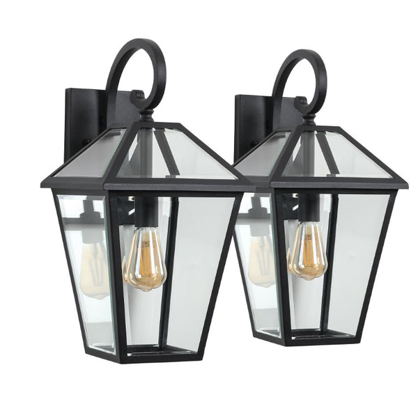 Black Metal Framed Glass Outdoor Hanging Lantern for Porch Patio and Entryway Ambiance