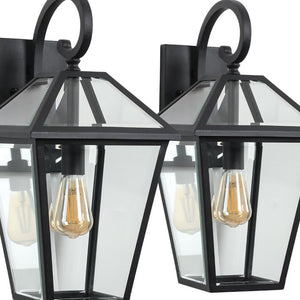 Black Metal Framed Glass Outdoor Hanging Lantern for Porch Patio and Entryway Ambiance