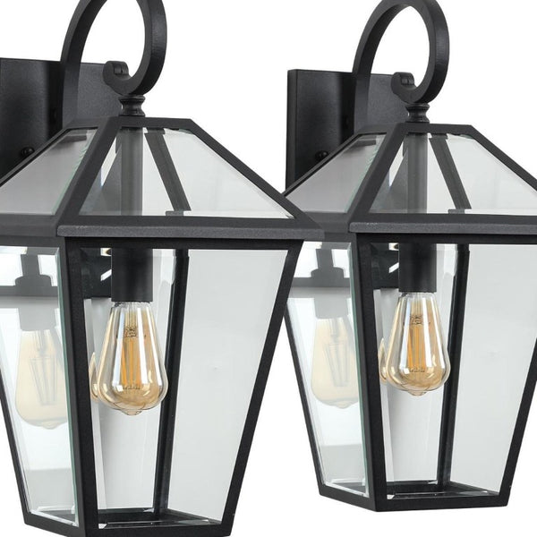 Black Metal Framed Glass Outdoor Hanging Lantern for Porch Patio and Entryway Ambiance