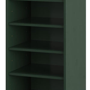 Green Ten Pair Solid Wood Shoe Cabinet Entryway Organizer with Sturdy Slatted Doors