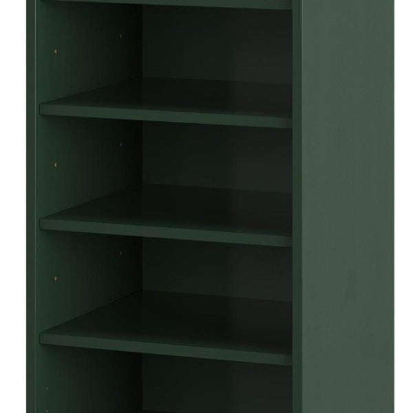 Green Ten Pair Solid Wood Shoe Cabinet Entryway Organizer with Sturdy Slatted Doors
