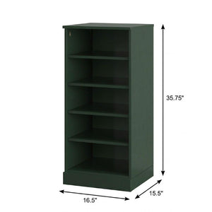 Green Ten Pair Solid Wood Shoe Cabinet Entryway Organizer with Sturdy Slatted Doors