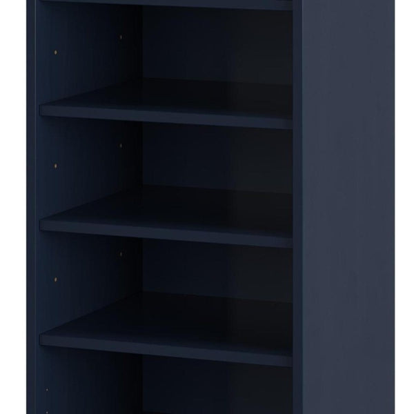 Navy Solid Wood Shoe Cabinet Organizer for Entryway with Ten Pair Storage Capacity