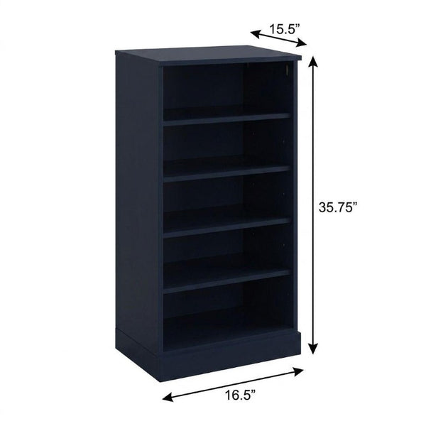 Navy Solid Wood Shoe Cabinet Organizer for Entryway with Ten Pair Storage Capacity