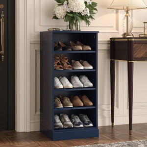 Navy Solid Wood Shoe Cabinet Organizer for Entryway with Ten Pair Storage Capacity