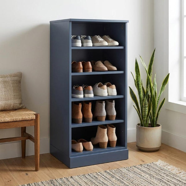 French Solid Wood Shoe Cabinet Organizer with Space for Ten Pairs Entryway Ready