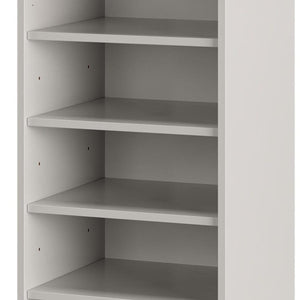 Off White Solid Wood Shoe Cabinet Entryway Organizer with Ten Pair Storage Capacity