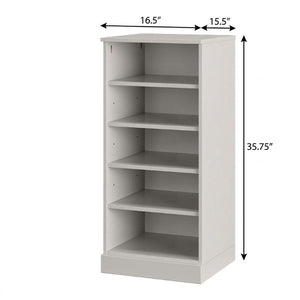 Off White Solid Wood Shoe Cabinet Entryway Organizer with Ten Pair Storage Capacity