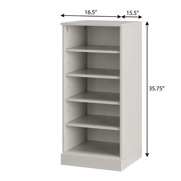 Off White Solid Wood Shoe Cabinet Entryway Organizer with Ten Pair Storage Capacity