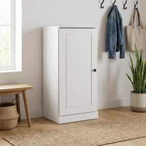 White Solid Wood Shoe Cabinet Organizer for Entryway Holds Ten Pairs in Style