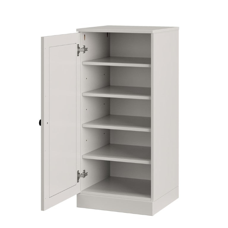 HomeRoots Off White Solid Wood Shoe Cabinet Entryway Organizer with Space for Ten Pairs 752073