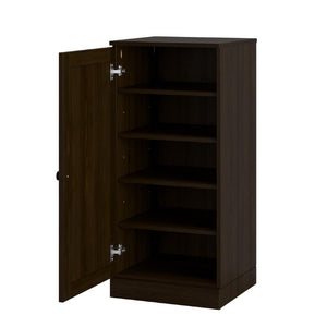 HomeRoots Espresso Solid Wood Shoe Cabinet with Space for Ten Pairs Entryway Storage 752074