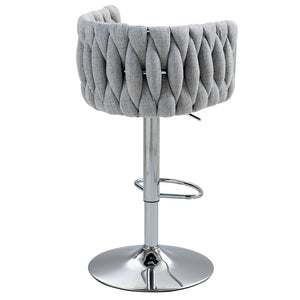 English Elm 360° Swivel Bar Stools Set of 2 with High-Rebound Cushions, Adjustable Counter Height, Sleek Chrome Frame for Kitchen Island and Cafe Seating Gray W2215P184994