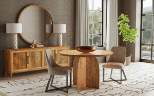 Basset Mirror Bartlett Dining Table - Modern 48" Round Design With Natural Mango Finish For Cozy Gatherings Brown Wood 7521-701b-t