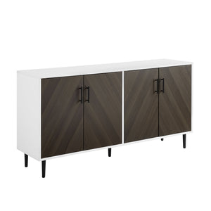 English Elm Walker Edison - Mid-Century Bookmatch Door Buffet with Metal Legs, Two-Tone Retro Design, TV Console & Storage Display Brown Gray 62.5 L x 19 W x 6 H B185P169343