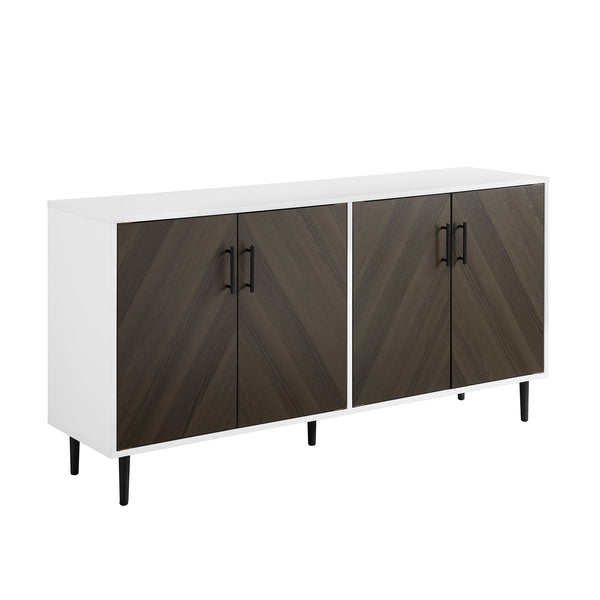 English Elm Walker Edison - Mid-Century Bookmatch Door Buffet with Metal Legs, Two-Tone Retro Design, TV Console & Storage Display Brown Gray 62.5 L x 19 W x 6 H B185P169343
