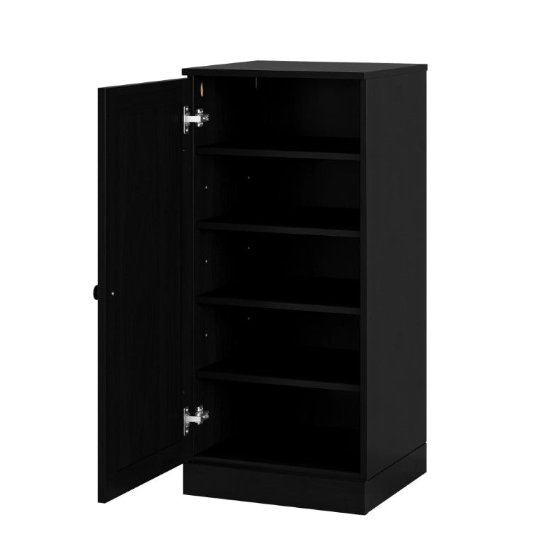 HomeRoots Black Solid Wood Shoe Cabinet Entryway Organizer with Ten Pair Storage Capacity 752114