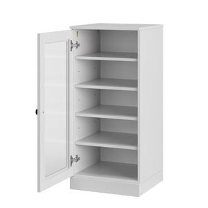 HomeRoots White Solid Wood Shoe Cabinet with Ten Pair Capacity for Entryway Organization 752245