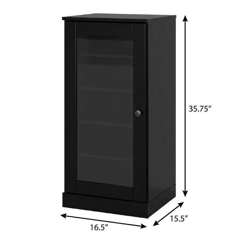 HomeRoots Black Solid Wood Shoe Cabinet Organizer for Entryway Holds Ten Pairs Neatly 752248
