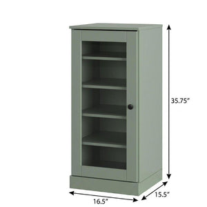 Sage Solid Wood Entryway Shoe Cabinet Organizer with Space for Ten Pairs