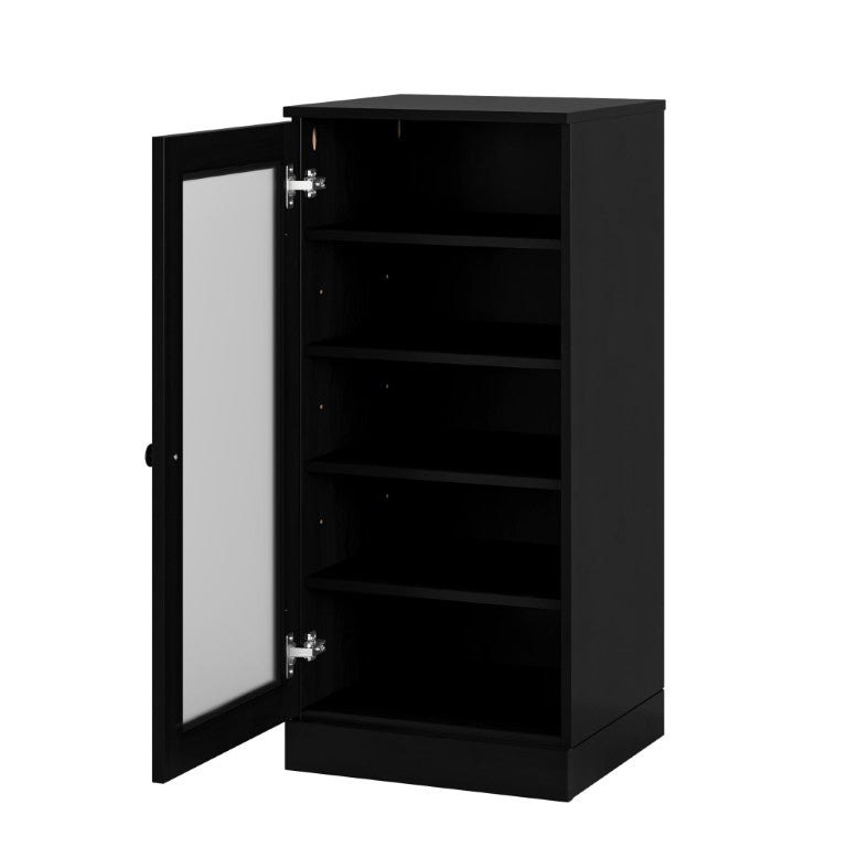 HomeRoots Black Solid Wood Shoe Cabinet Organizer with Ten Pair Entryway Storage Capacity 752262