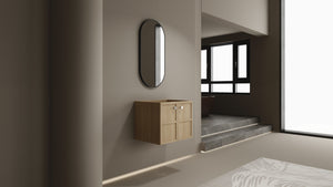English Elm 24" Wall Vanity Cabinet Oak Finish, Wall-Mounted Floating Design, 2 Soft-Closing Doors, Plywood W1972P265272