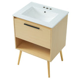 English Elm 24" Bathroom Vanity With Sink Combo, Multi-Functional Bathroom Cabinet With Drawer, Mdf Board, Natural