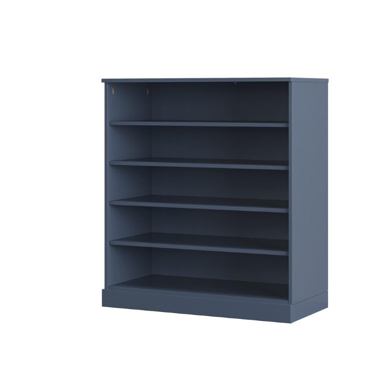 HomeRoots French Blue Solid Wood Shoe Cabinet with Twenty Pair Storage for Entryway Organizing 752327