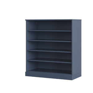 HomeRoots French Blue Solid Wood Shoe Cabinet with Twenty Pair Storage for Entryway Organizing 752327