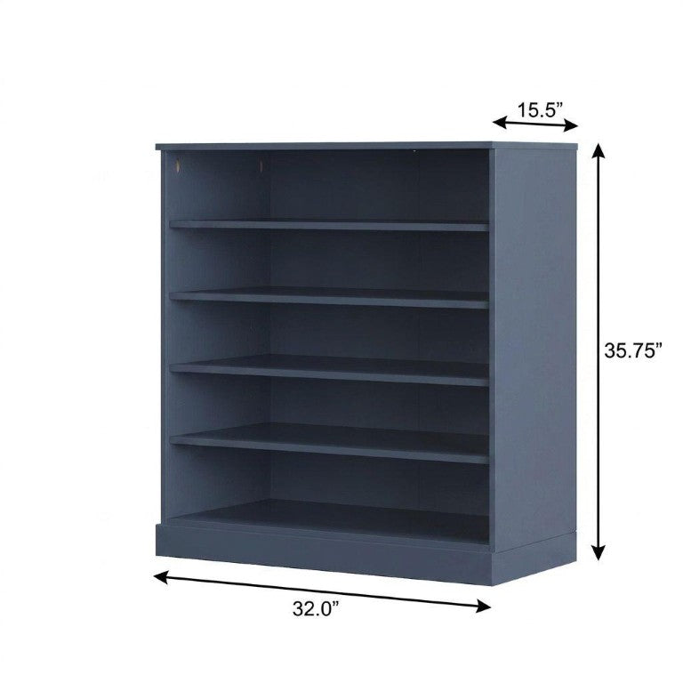 HomeRoots French Blue Solid Wood Shoe Cabinet with Twenty Pair Storage for Entryway Organizing 752327