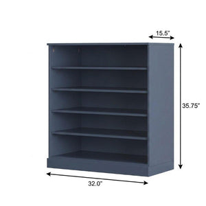 French Blue Solid Wood Shoe Cabinet with Twenty Pair Storage for Entryway Organizing