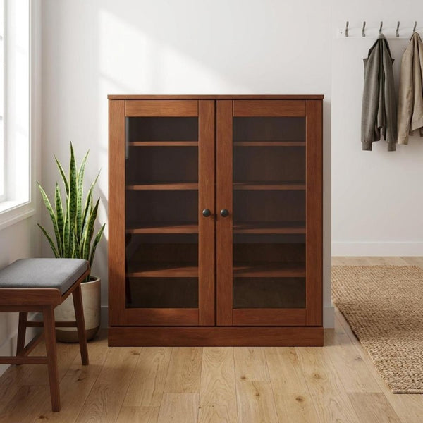 Coffee Solid Wood Shoe Cabinet Entryway Organizer with Ample Pair Storage Capacity