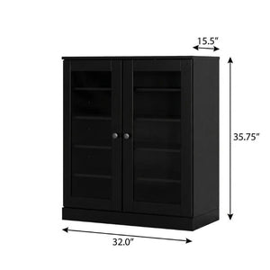 Black Solid Wood Shoe Cabinet Organizer with Twenty Pair Entryway Storage Unit