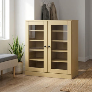 Yellow Twenty Pairs Solid Wood Entryway Shoe Organizer Cabinet with Sturdy Storage