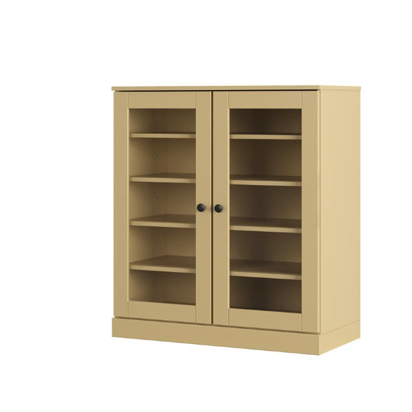 HomeRoots Yellow Twenty Pairs Solid Wood Entryway Shoe Organizer Cabinet with Sturdy Storage 752335