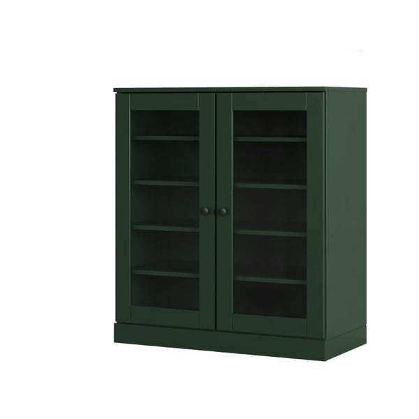 HomeRoots Green Twenty Pair Solid Wood Shoe Cabinet Entryway Organizer for Tidy Hallways 752337