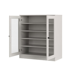 HomeRoots Off White Solid Wood Shoe Cabinet Entryway Organizer Holds up to Twenty Pairs 752342