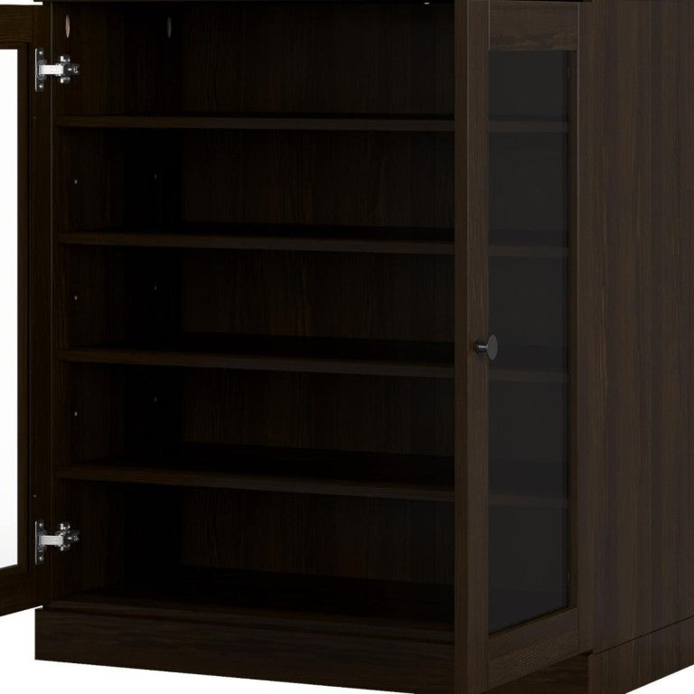 Espresso Solid Wood Shoe Cabinet with Organizer Storage for 20 Pairs Entryway