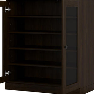 Espresso Solid Wood Shoe Cabinet with Organizer Storage for 20 Pairs Entryway