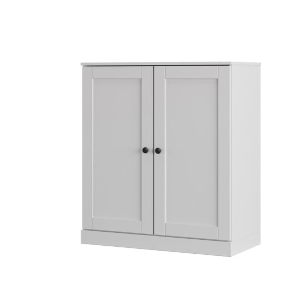 HomeRoots White Solid Wood Shoe Cabinet Organizer for Entryway Holding Twenty Pairs Neatly 752344