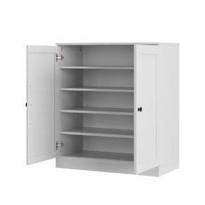 White Solid Wood Shoe Cabinet Organizer for Entryway Holding Twenty Pairs Neatly